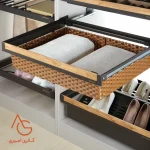 سبد حصیری ریلی داخل کمد با فرانت چوب قابل رگلاژ آرام بند کد WS4141 - Image 2