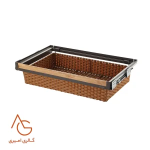 سبد حصیری ریلی داخل کمد با فرانت چوب قابل رگلاژ آرام بند کد WS4141