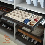 جای کمربند و کروات و زیورآلات مخمل ریلی با فرانت شیشه قابل رگلاژ آرام بند کد WS4140G - Image 2
