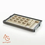 جای کمربند و کروات و زیورآلات مخمل ریلی با فرانت شیشه قابل رگلاژ آرام بند کد WS4140G