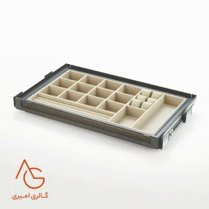 جای کمربند و کروات و زیورآلات مخمل ریلی با فرانت شیشه قابل رگلاژ آرام بند کد WS4140G