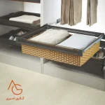 سبد حصیری ریلی داخل کمد با فرانت شیشه قابل رگلاژ آرام بند کد WS4141G