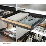 طبقه کشویی فلزی ریلی با فرانت چوب قابل رگلاژ آرام بند کد WS4142