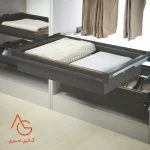 طبقه کشویی فلزی ریلی با فرانت شیشه قابل رگلاژ آرام بند کد WS4142G - Image 2