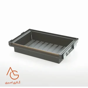 طبقه کشویی فلزی ریلی با فرانت شیشه قابل رگلاژ آرام بند کد WS4142G