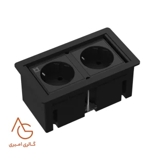 پریز PARMA توکار 2 سوکت برق 16A-2500W) 2) رنگ Matte Black ملونی کد 10168