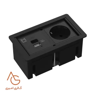 پریز PARMA توکار 1 سوکت برق (16A-2500W) یک سوکت C و A ملونی کد 10170